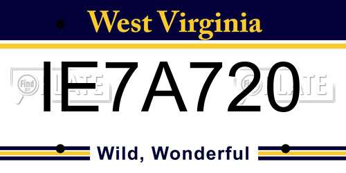IE7A720 West Virginia License Plate
