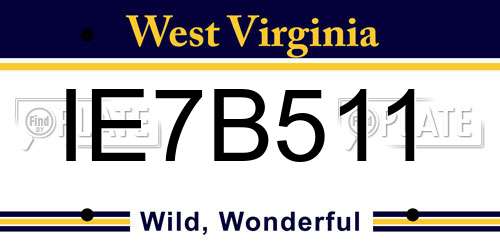 IE7B511 West Virginia License Plate