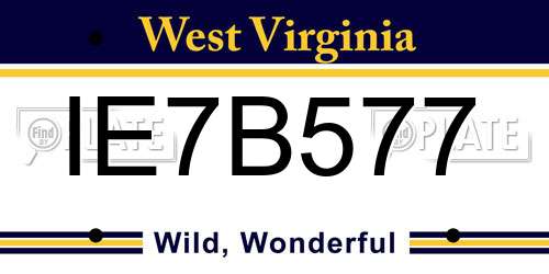 IE7B577 West Virginia License Plate