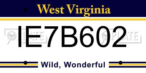 IE7B602 West Virginia License Plate