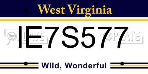 IE7S577 West Virginia License Plate