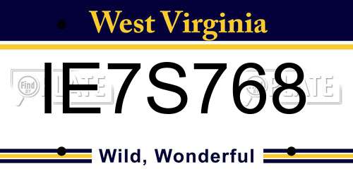IE7S768 West Virginia License Plate