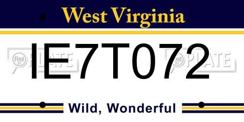 IE7T072 West Virginia License Plate