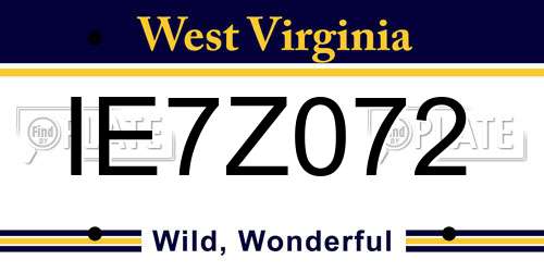IE7Z072 West Virginia License Plate