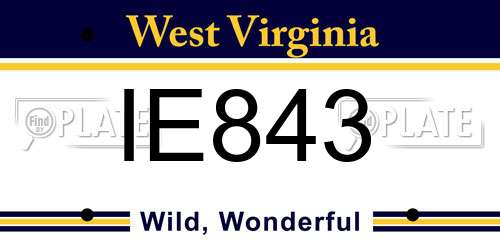 IE843 West Virginia License Plate