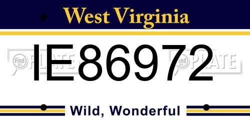 IE86972 West Virginia License Plate