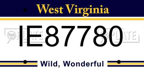 IE87780 West Virginia License Plate