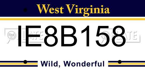IE8B158 West Virginia License Plate
