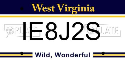 IE8J2S West Virginia License Plate