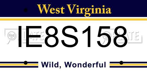 IE8S158 West Virginia License Plate