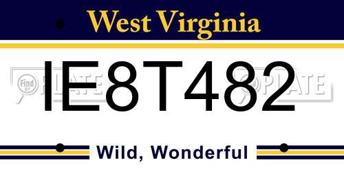 IE8T482 West Virginia License Plate