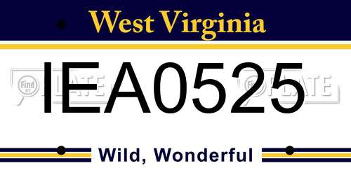IEA0525 West Virginia License Plate