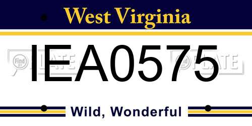 IEA0575 West Virginia License Plate