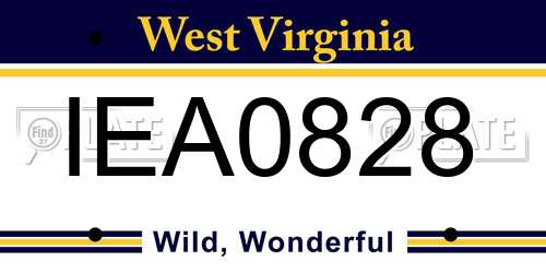 IEA0828 West Virginia License Plate