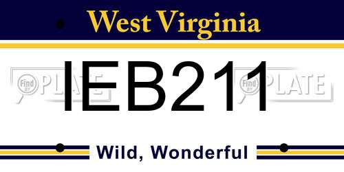 IEB211 West Virginia License Plate