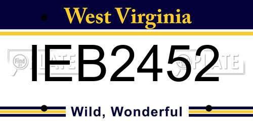 IEB2452 West Virginia License Plate