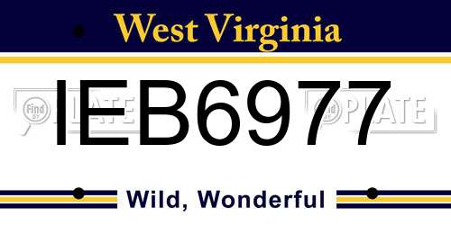 IEB6977 West Virginia License Plate