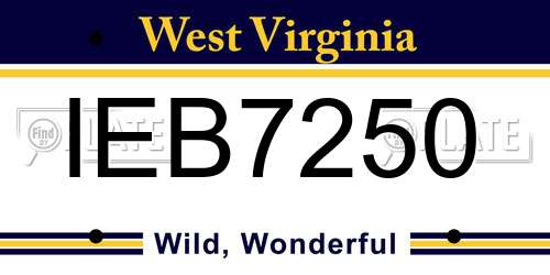 IEB7250 West Virginia License Plate