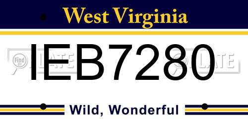 IEB7280 West Virginia License Plate