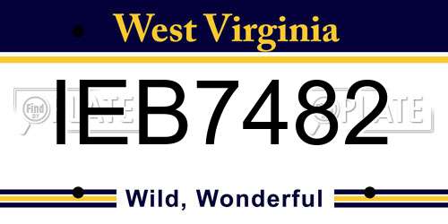 IEB7482 West Virginia License Plate