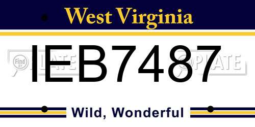 IEB7487 West Virginia License Plate