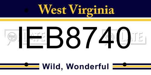 IEB8740 West Virginia License Plate