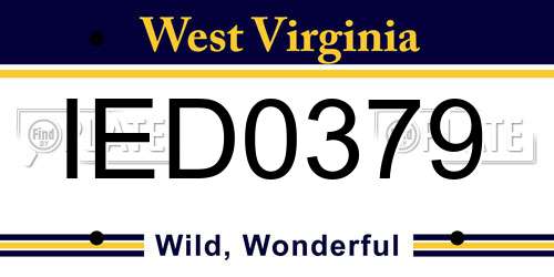 IED0379 West Virginia License Plate