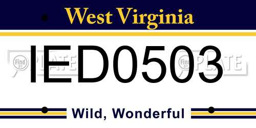 IED0503 West Virginia License Plate