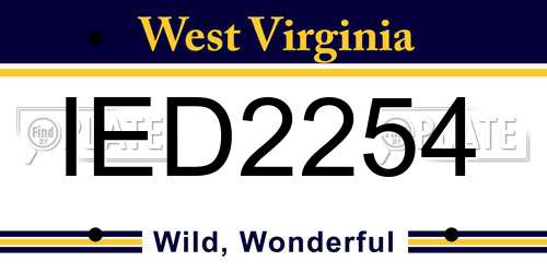 IED2254 West Virginia License Plate