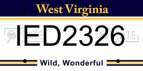 IED2326 West Virginia License Plate