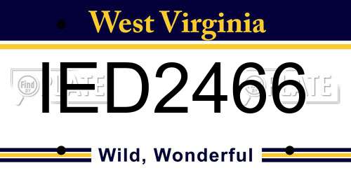 IED2466 West Virginia License Plate