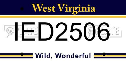 IED2506 West Virginia License Plate