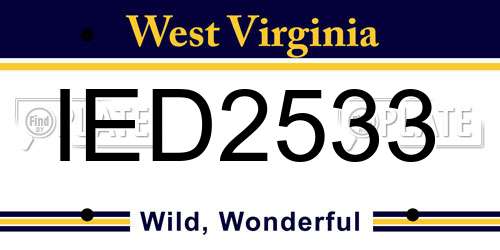 IED2533 West Virginia License Plate