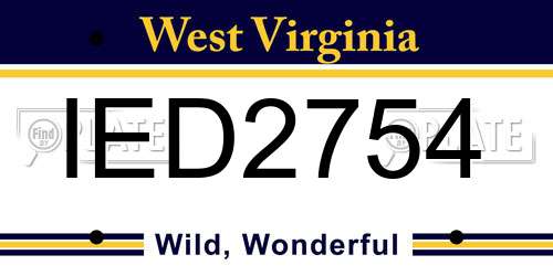 IED2754 West Virginia License Plate