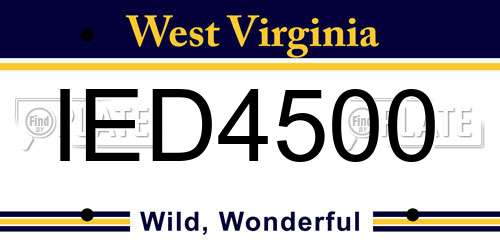 IED4500 West Virginia License Plate
