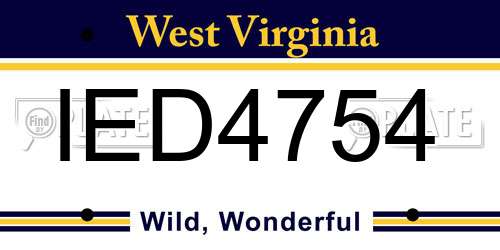 IED4754 West Virginia License Plate