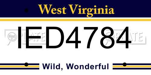 IED4784 West Virginia License Plate