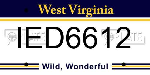 IED6612 West Virginia License Plate