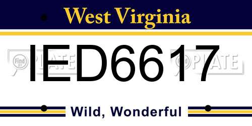 IED6617 West Virginia License Plate