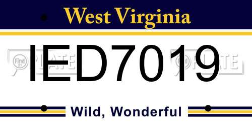 IED7019 West Virginia License Plate