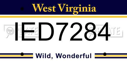 IED7284 West Virginia License Plate