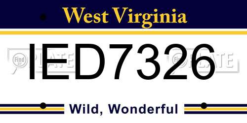 IED7326 West Virginia License Plate