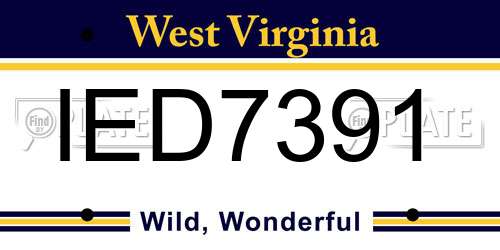 IED7391 West Virginia License Plate