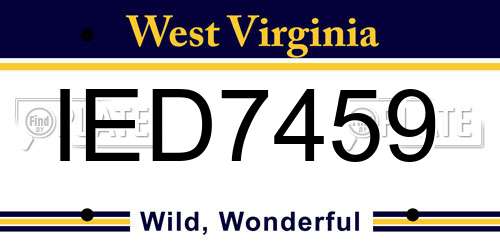 IED7459 West Virginia License Plate