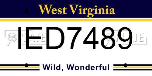 IED7489 West Virginia License Plate