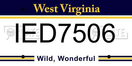 IED7506 West Virginia License Plate