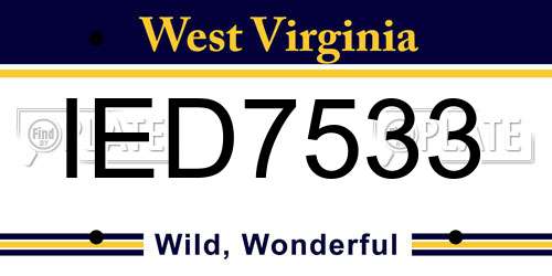 IED7533 West Virginia License Plate