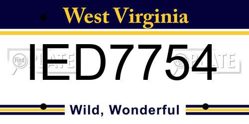 IED7754 West Virginia License Plate