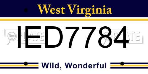 IED7784 West Virginia License Plate