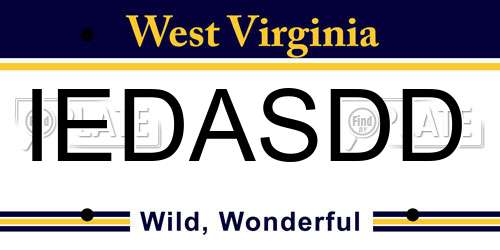IEDASDD West Virginia License Plate